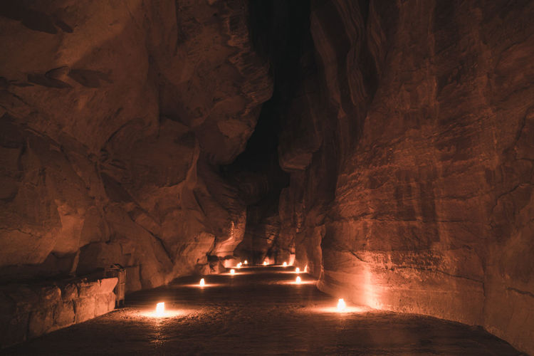 Petra's siq illuminated by candles