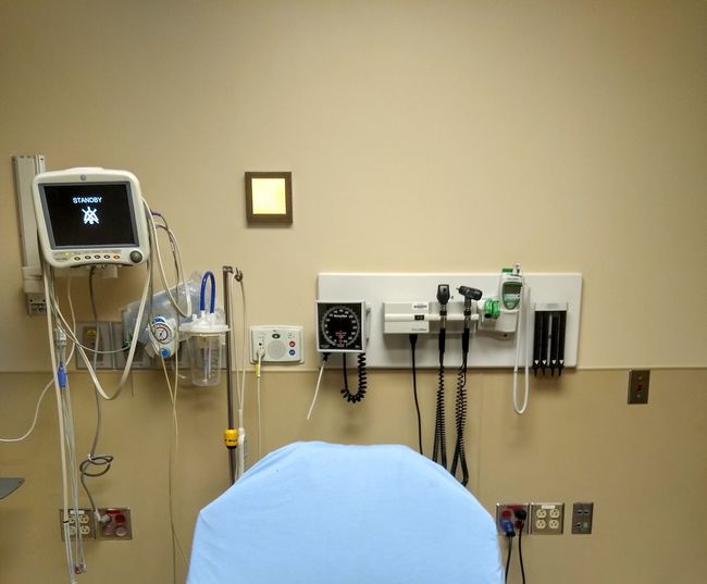 Medical equipment on wall in clinic