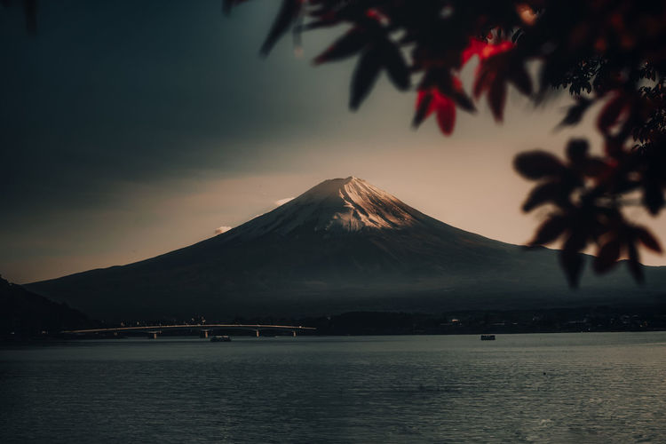 Scenic view of fuji during sunset