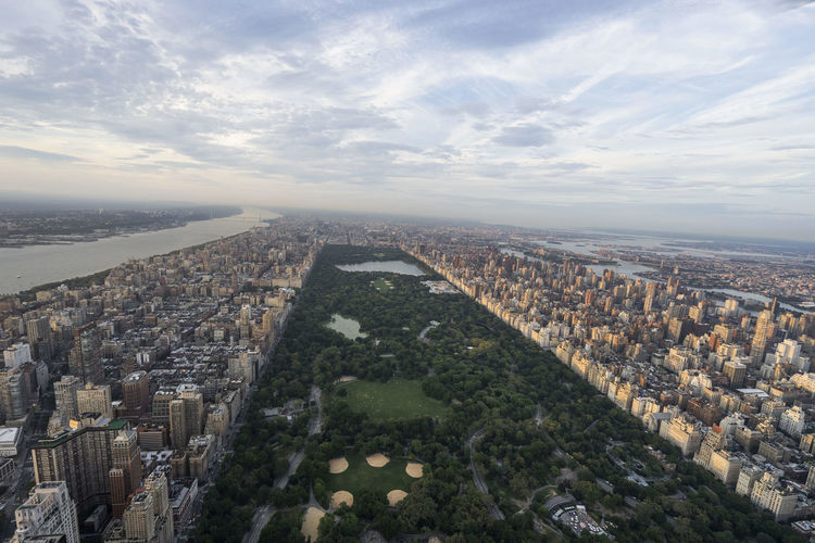 Aerial view of central park in manhattan