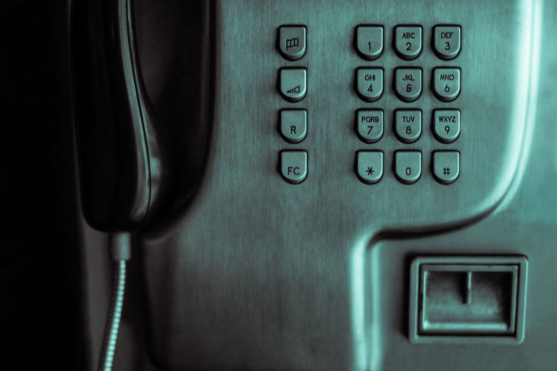 Close-up of pay phone