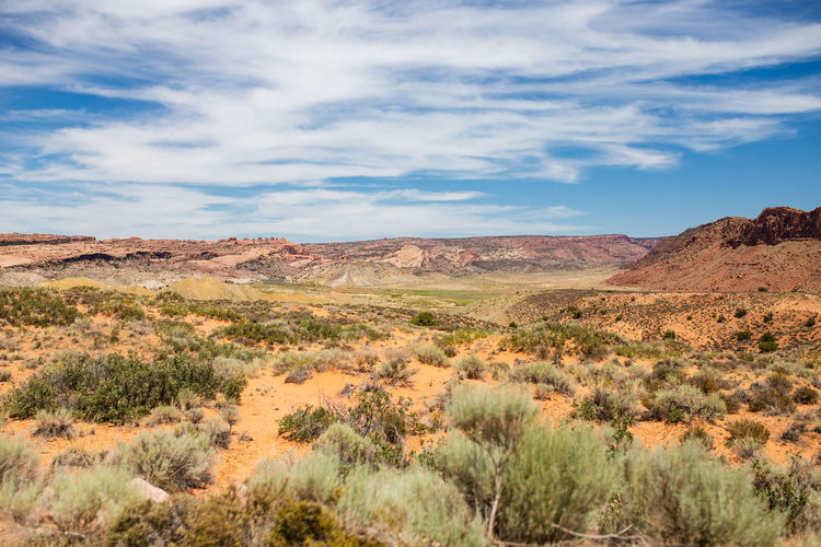 Scenic view of desert against sky