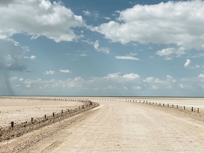 Scenic view of empty road against sky