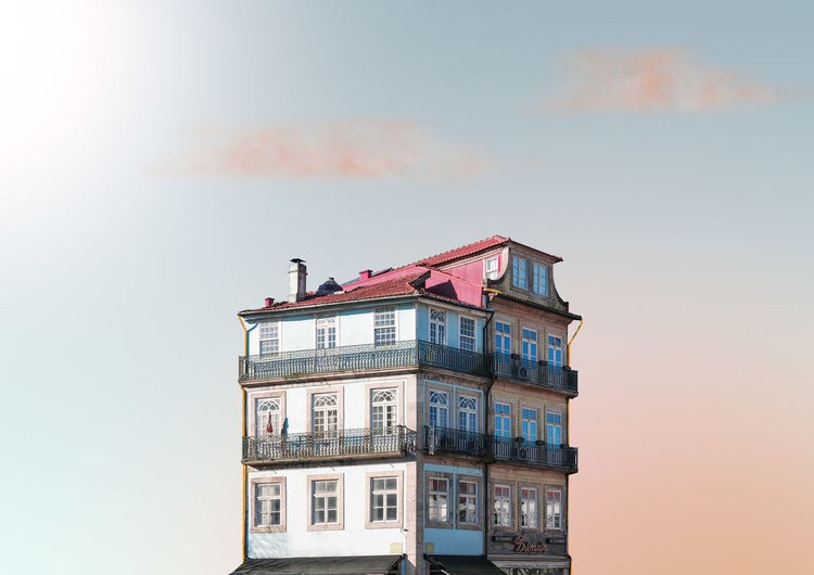 low angle view of building against clear sky