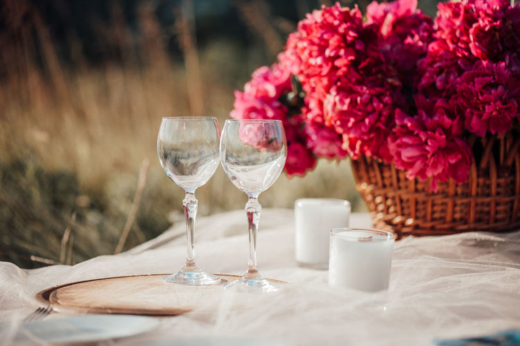 Close-up of wine glass on table