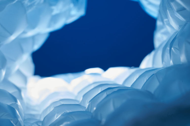 Bubble wrap on blue background