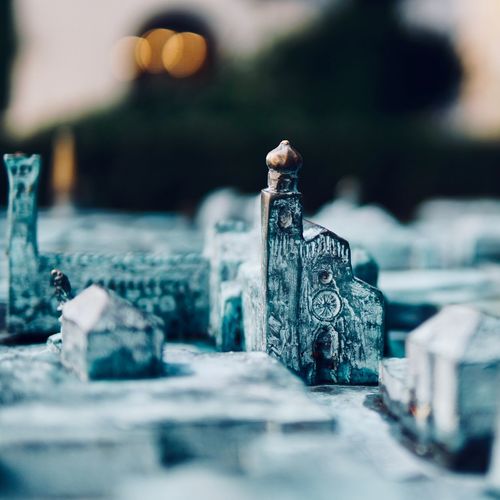 Figurines of church and cemetery