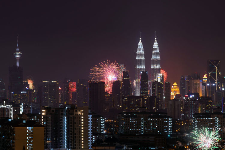New year's eve 2016 celebration over downtown kuala lumpur, malaysia.