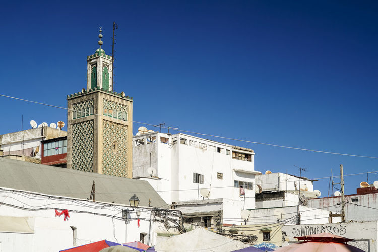 Souk market mosque in the historic white medina in casablanca center