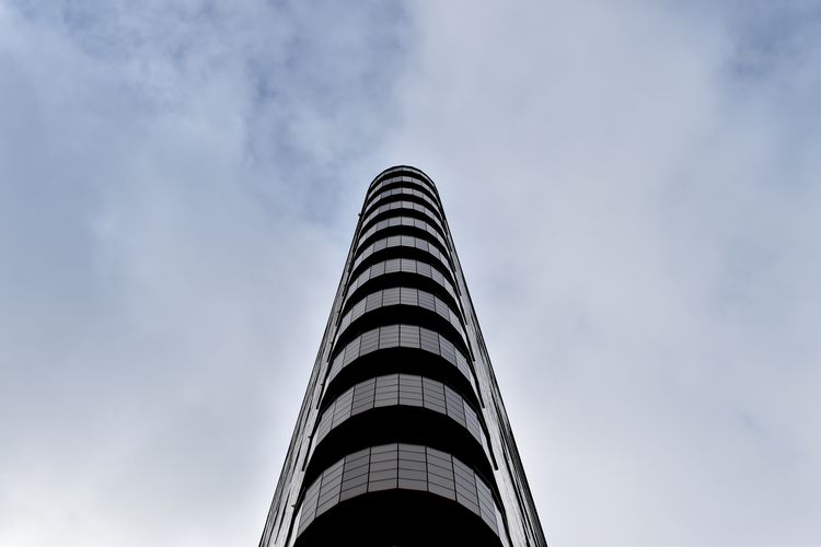 Low angle view of modern building against sky in london