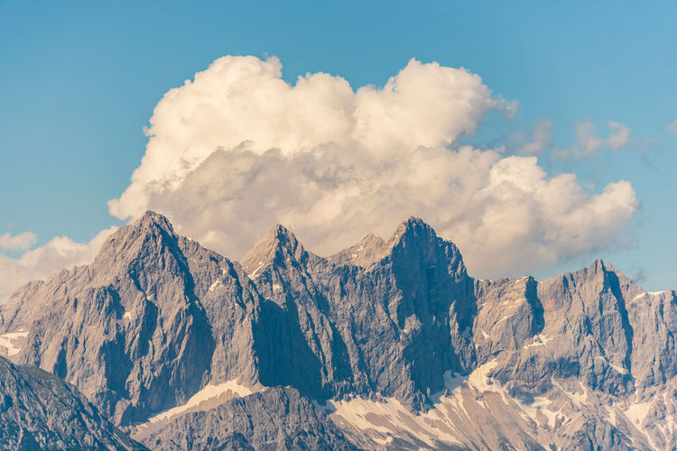 View of hoher dachstein and mountains massif dachstein.  upper austria, steiermark.