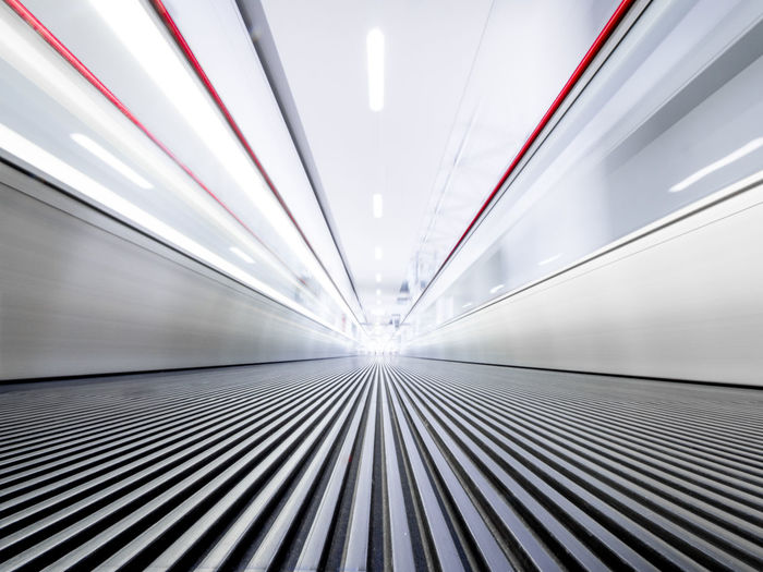 Surface level of modern moving walkway