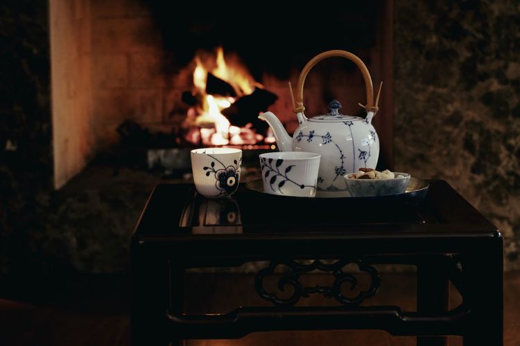 Close-up of teapot on table