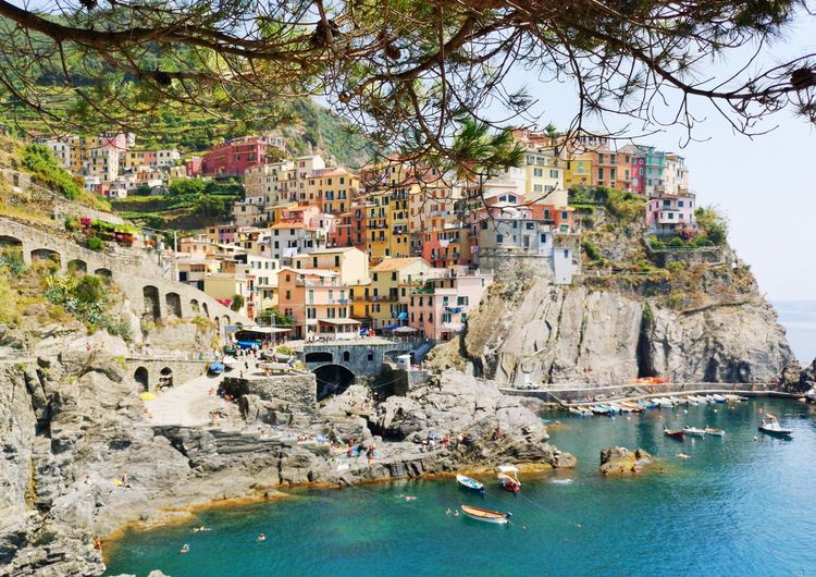 Postcard view of the beautiful manarola town in cinque terre territory 
