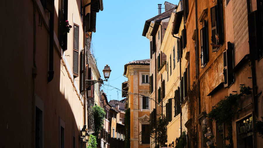 Low angle view of buildings in trastevere, rome
