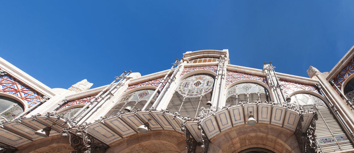 Bottom view of the famous traditional central market hall in valencia