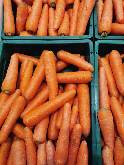 Full frame shot of carrots at market