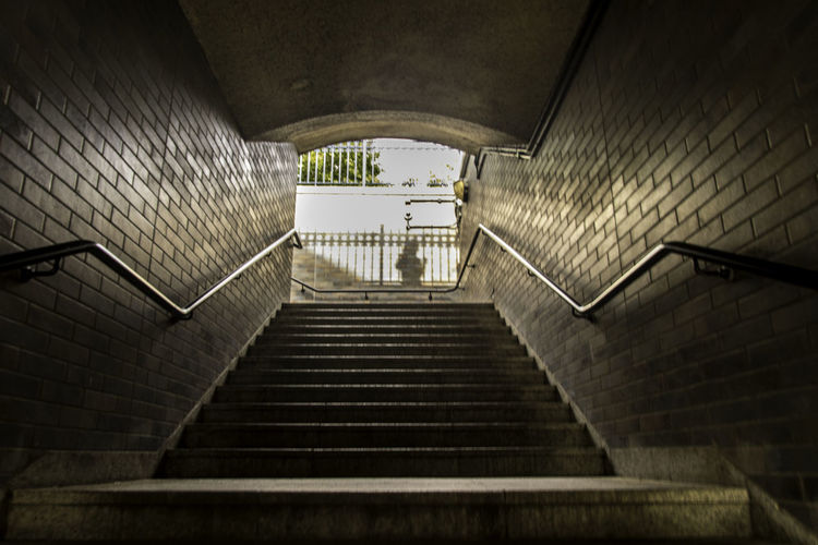 Low angle view of staircase in subway station