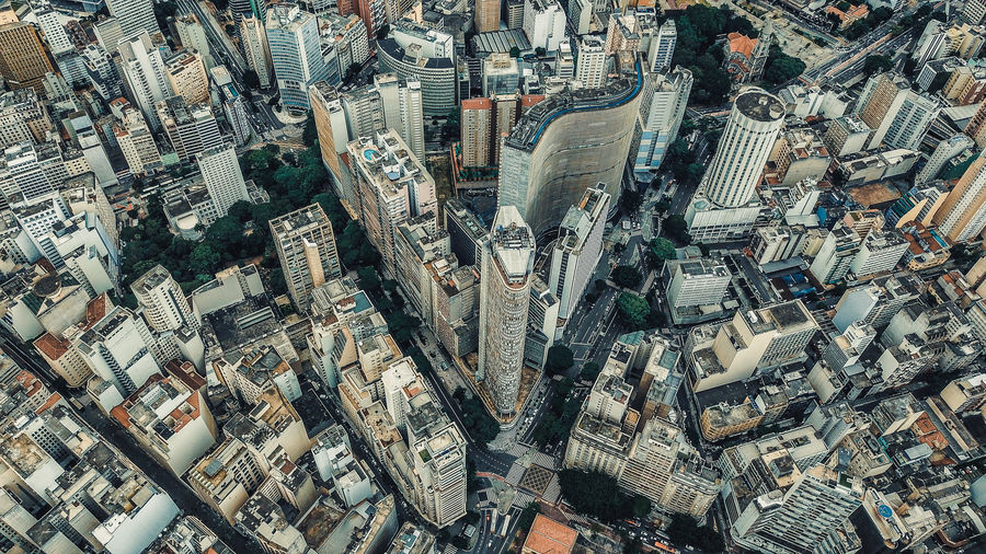 Full frame shot of modern city buildings