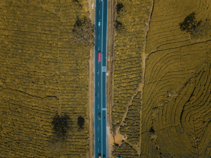 Aerial view of road amidst landscape