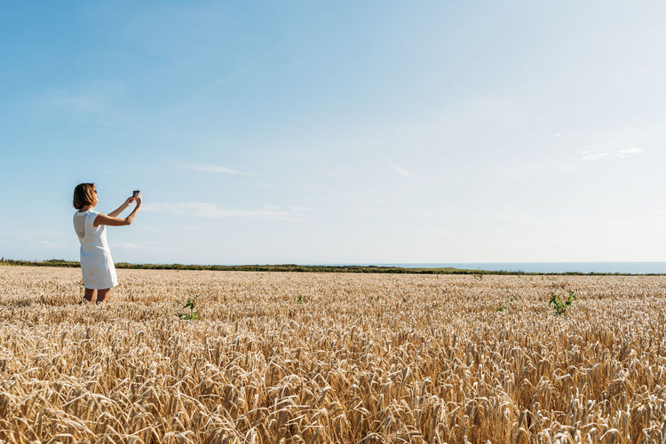 Portrait of a caucasian woman in the country during the summer
