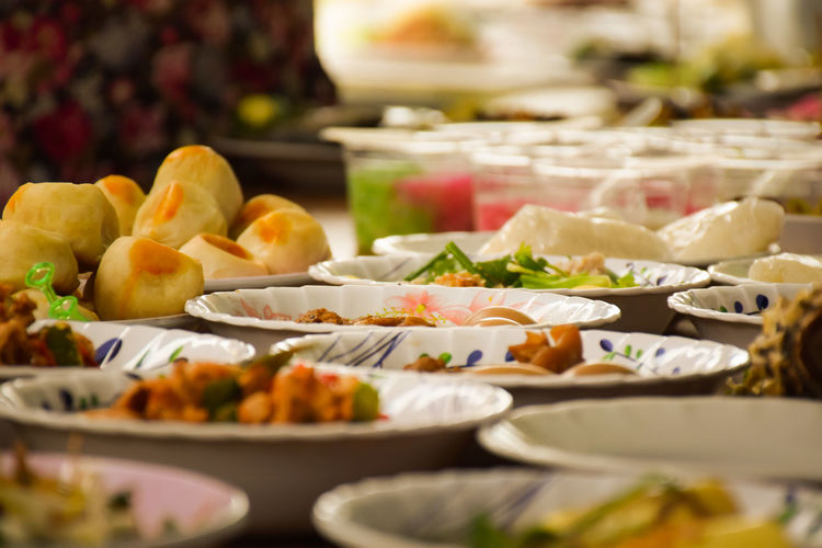 Close-up of salad in plate on table
