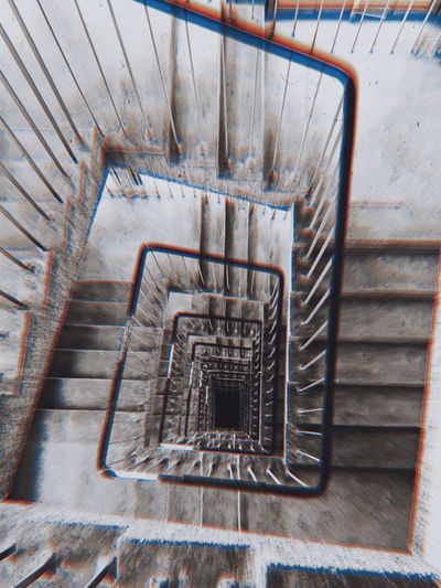 High angle view of spiral stairs