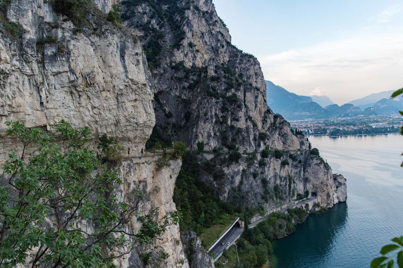 Wonderful view of riva del garda and garda lake from ponale street 