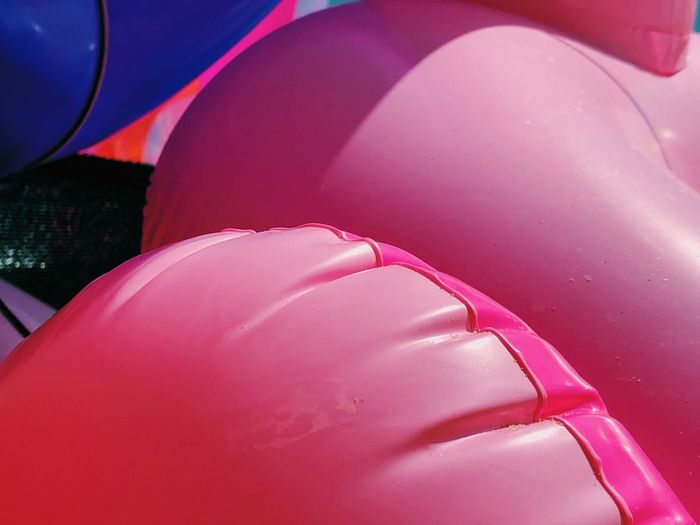 High angle view of pink balloons