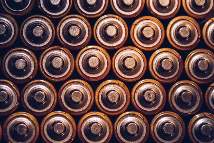 Full frame shot of batteries