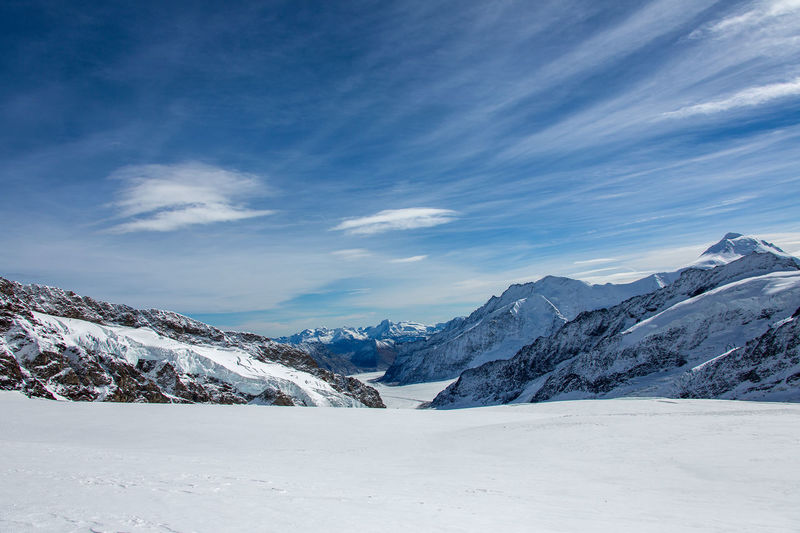 Panoramic view of the great aletsch glacier, switzerland.
