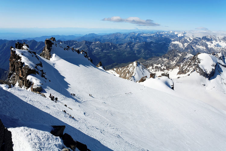 High angle view of snowcapped mountains at gran paradiso national park
