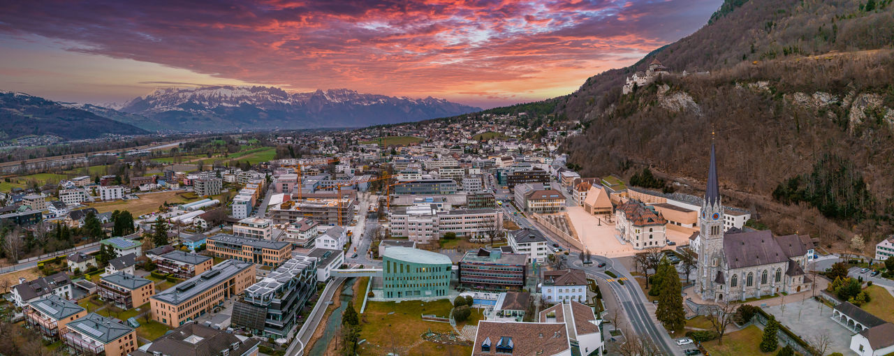 Aerial view of vaduz, the capital of liechtenstein