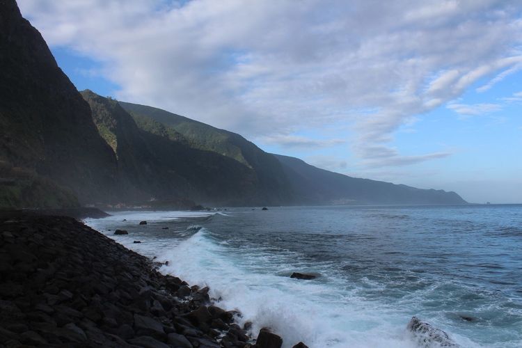 View of sea against cloudy sky