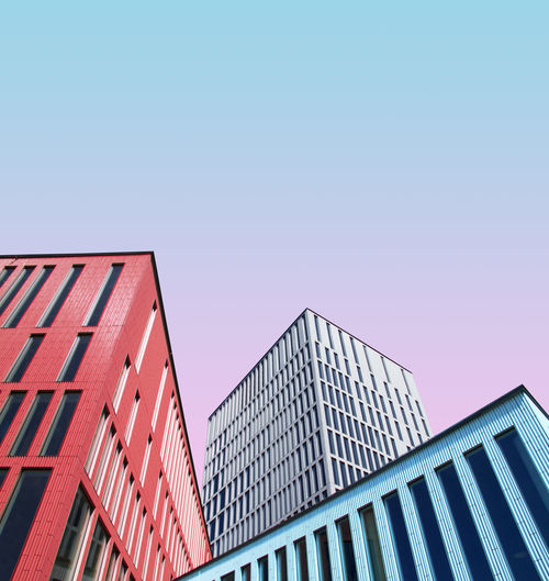 Modern building against colored background