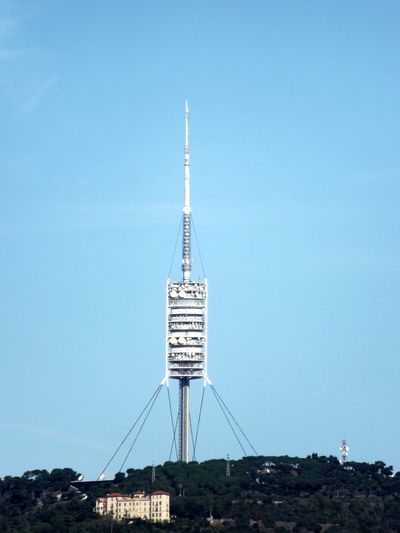 Low angle view of communications tower