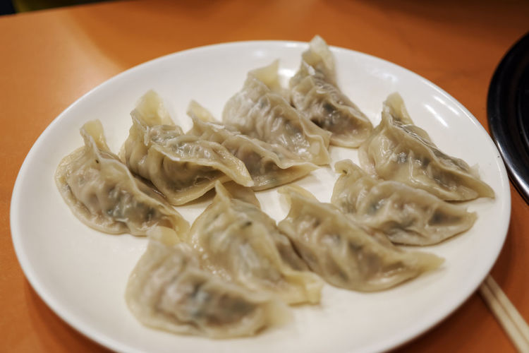 Close-up of gyoza
