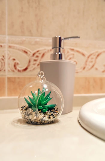 Close-up of decor in bathroom at home