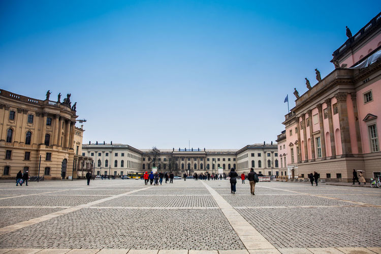 General view of the famous bebelplatz in a cold end of winter day