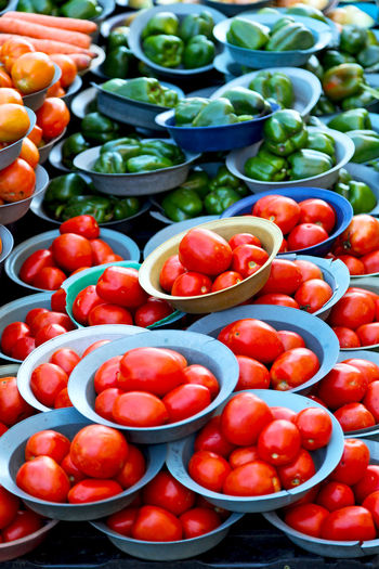 High angle view of tomatoes in market