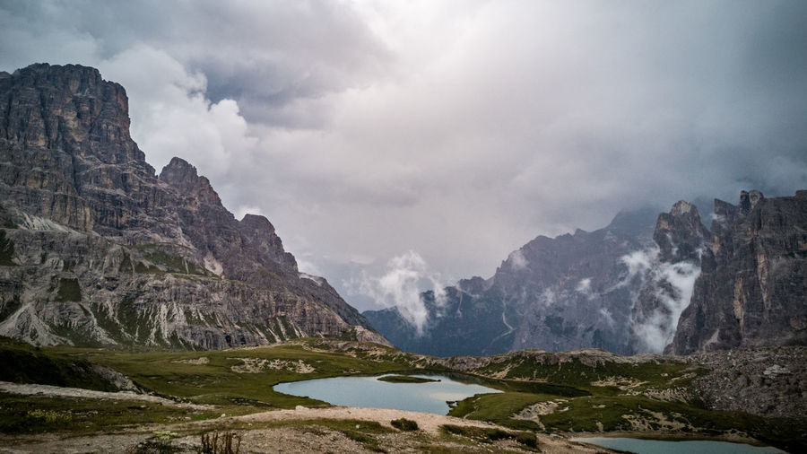 Scenic view of mountains against sky