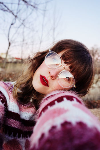 Adult Adults Only Bare Tree Close-up Day Eyeglasses Friendship Headshot Nature Outdoors People Portrait Real People Togetherness Tree Two People Warm Clothing Winter Young Adult Young Women