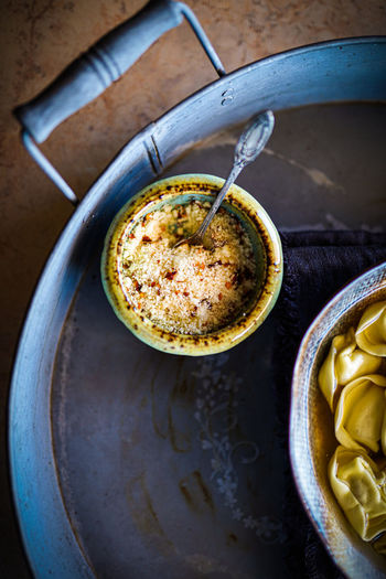 High angle view of parmesan cheese