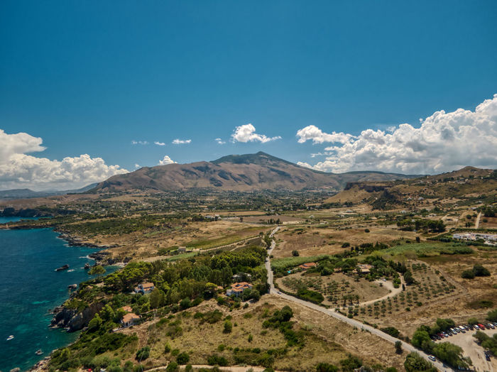 Scenic view of mountains against clear sky