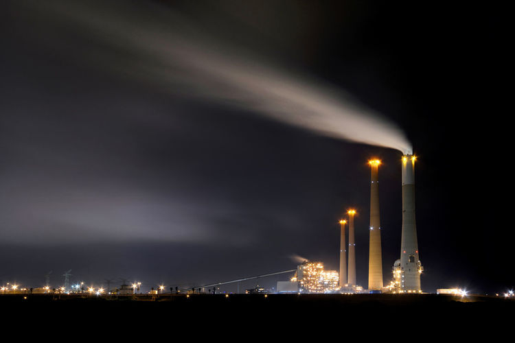 Long exposure of power station at night
