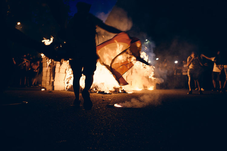 Riot in barcelona, catalonia