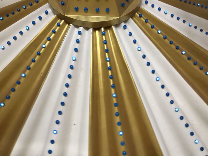 Low angle view of ceiling with lights