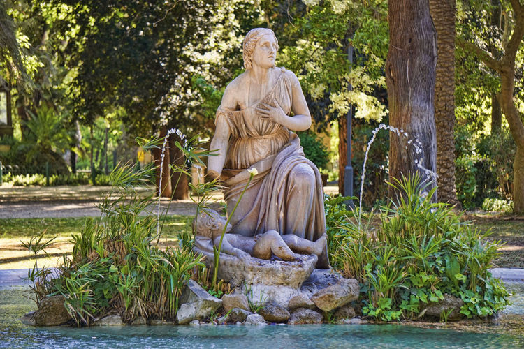 Fountain in the parks of villa borghese, rome