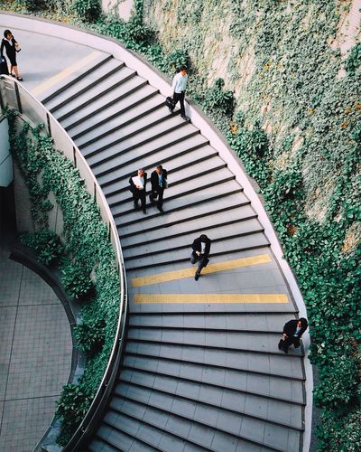 High angle view of people walking at nagoya dome-mae yada station