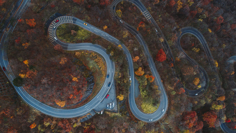 High angle view of bicycle during autumn